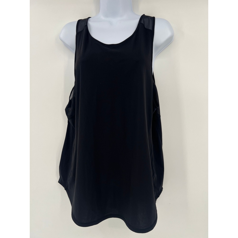 Lululemon Women Size 10 Black Mesh Panel Racerback Tank Top Curved Hem